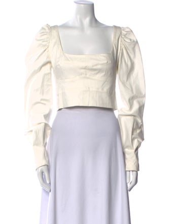 Silvia Tcherassi Square Neckline Long Sleeve Crop Top