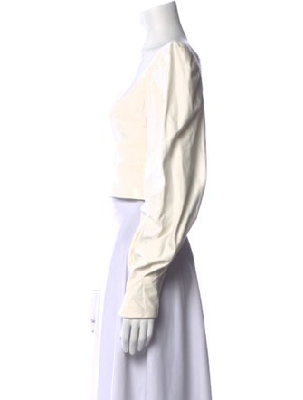 Silvia Tcherassi Square Neckline Long Sleeve Crop Top