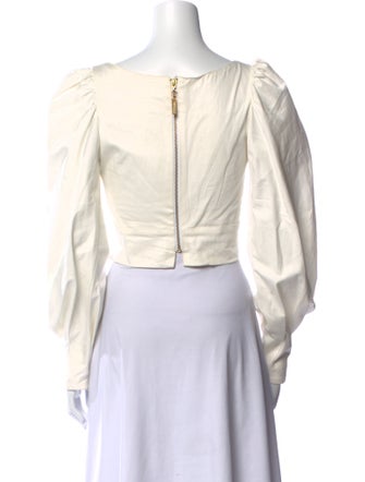 Silvia Tcherassi Square Neckline Long Sleeve Crop Top