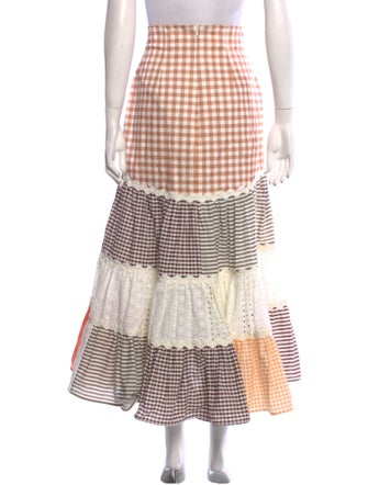 Silvia Tcherassi Plaid Print Midi Length Skirt