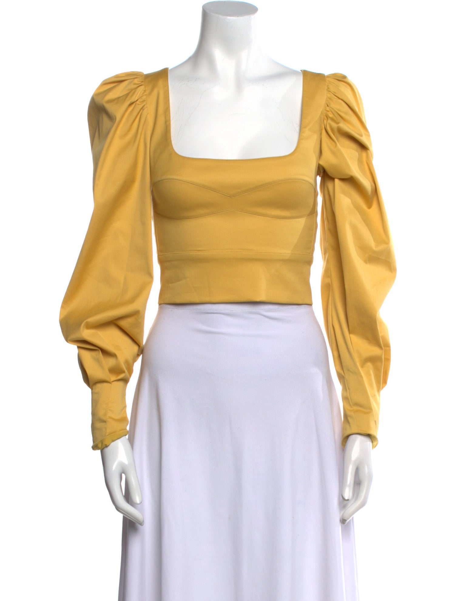 Silvia Tcherassi Square Neckline Long Sleeve Crop Top