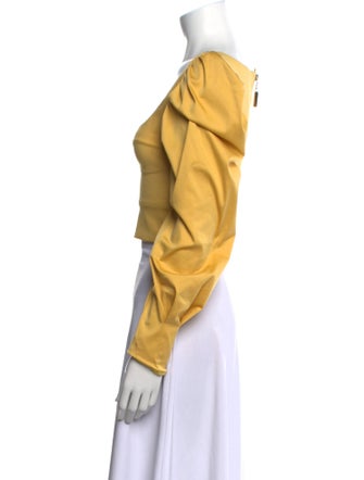 Silvia Tcherassi Square Neckline Long Sleeve Crop Top