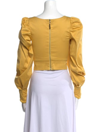 Silvia Tcherassi Square Neckline Long Sleeve Crop Top