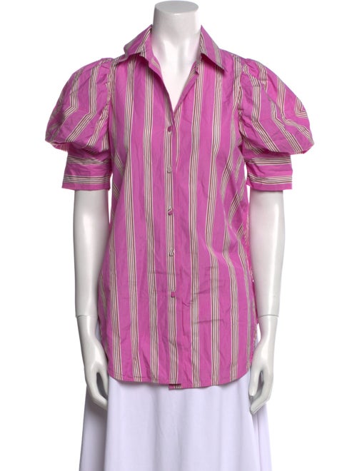 Silvia Tcherassi Striped Short Sleeve Button-Up Top