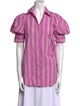 Silvia Tcherassi Striped Short Sleeve Button-Up Top