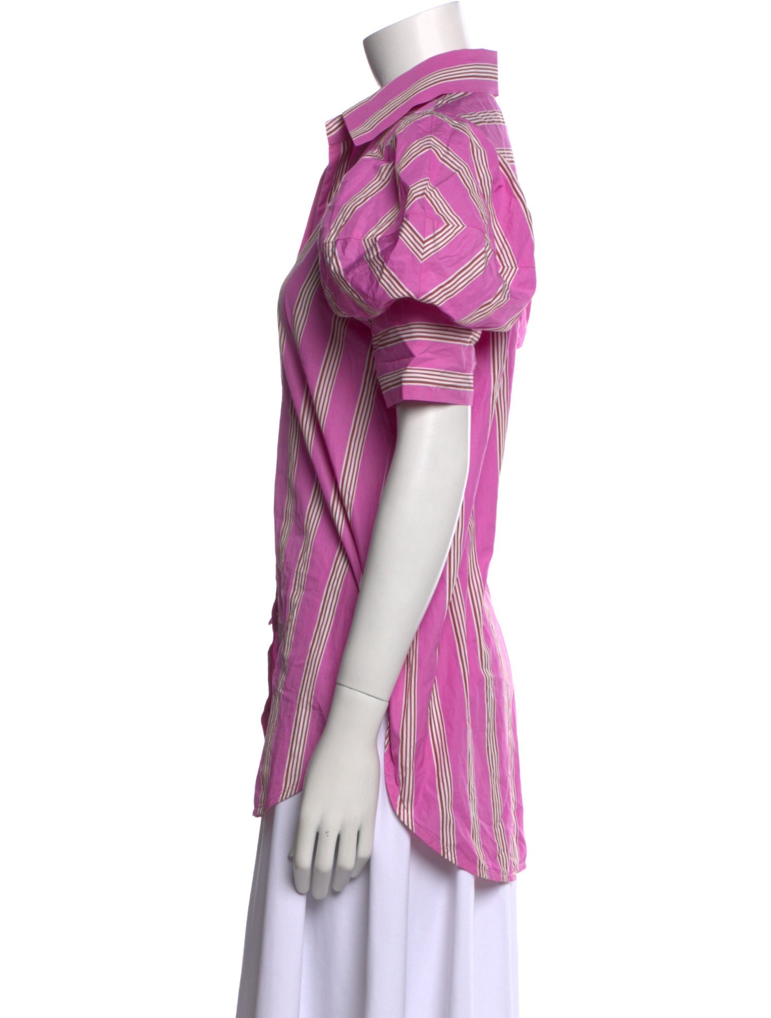 Silvia Tcherassi Striped Short Sleeve Button-Up Top