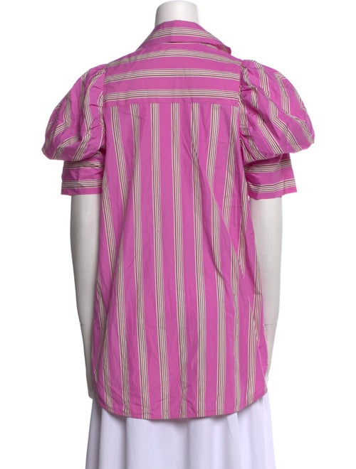 Silvia Tcherassi Striped Short Sleeve Button-Up Top