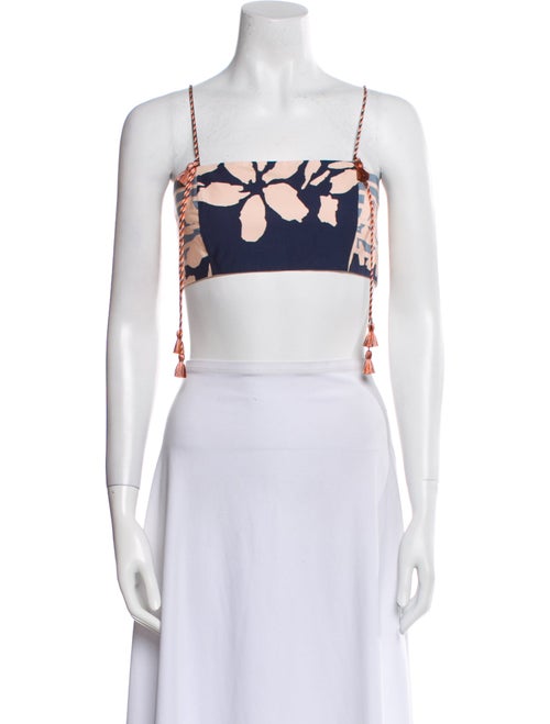 Silvia Tcherassi Printed Square Neckline Crop Top