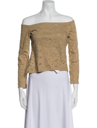 Silvia Tcherassi Printed Off-The-Shoulder Crop Top