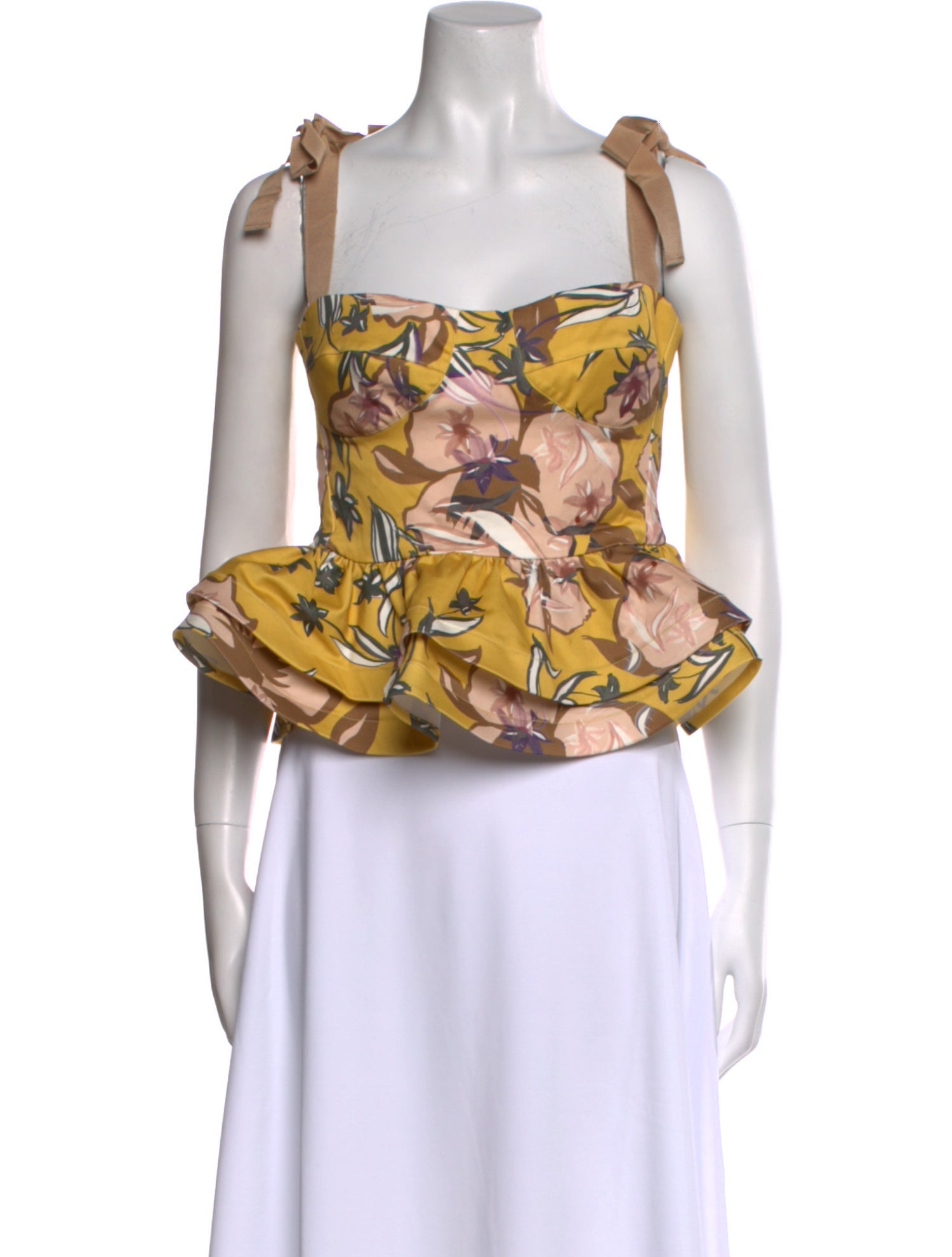 Silvia Tcherassi Floral Print Square Neckline Crop Top
