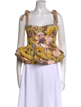 Silvia Tcherassi Floral Print Square Neckline Crop Top