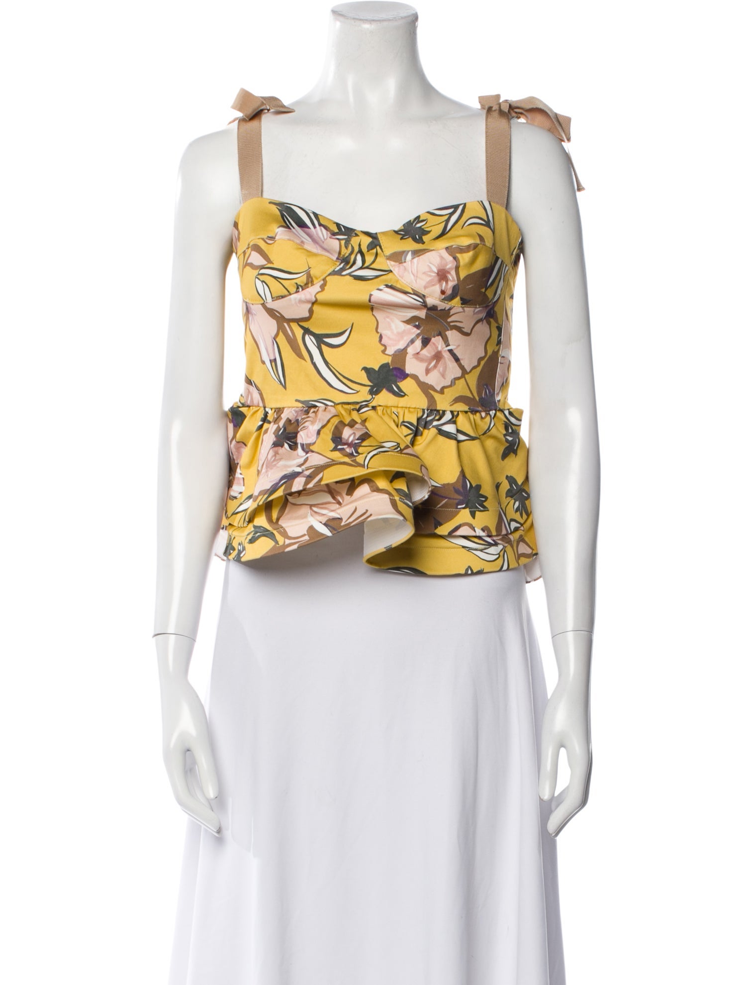 Silvia Tcherassi Floral Print Square Neckline Crop Top