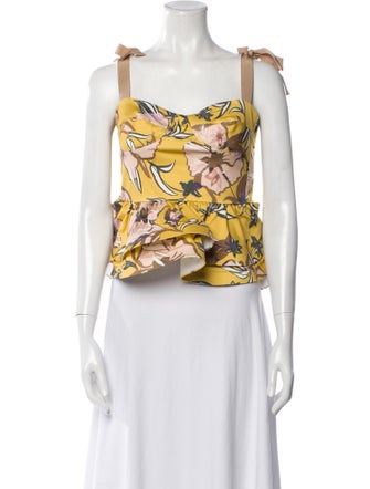Silvia Tcherassi Floral Print Square Neckline Crop Top