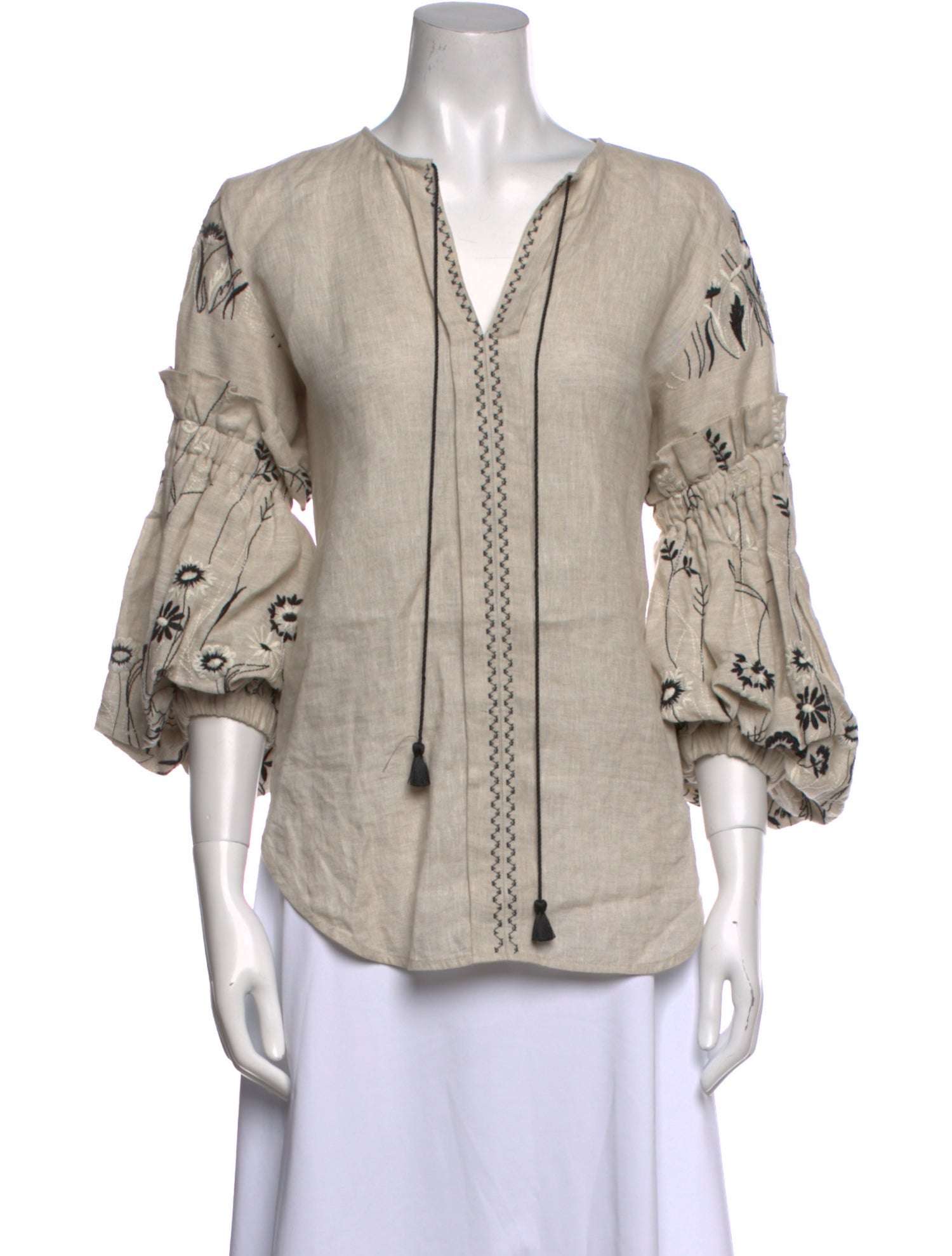 Silvia Tcherassi Linen V-Neck Blouse