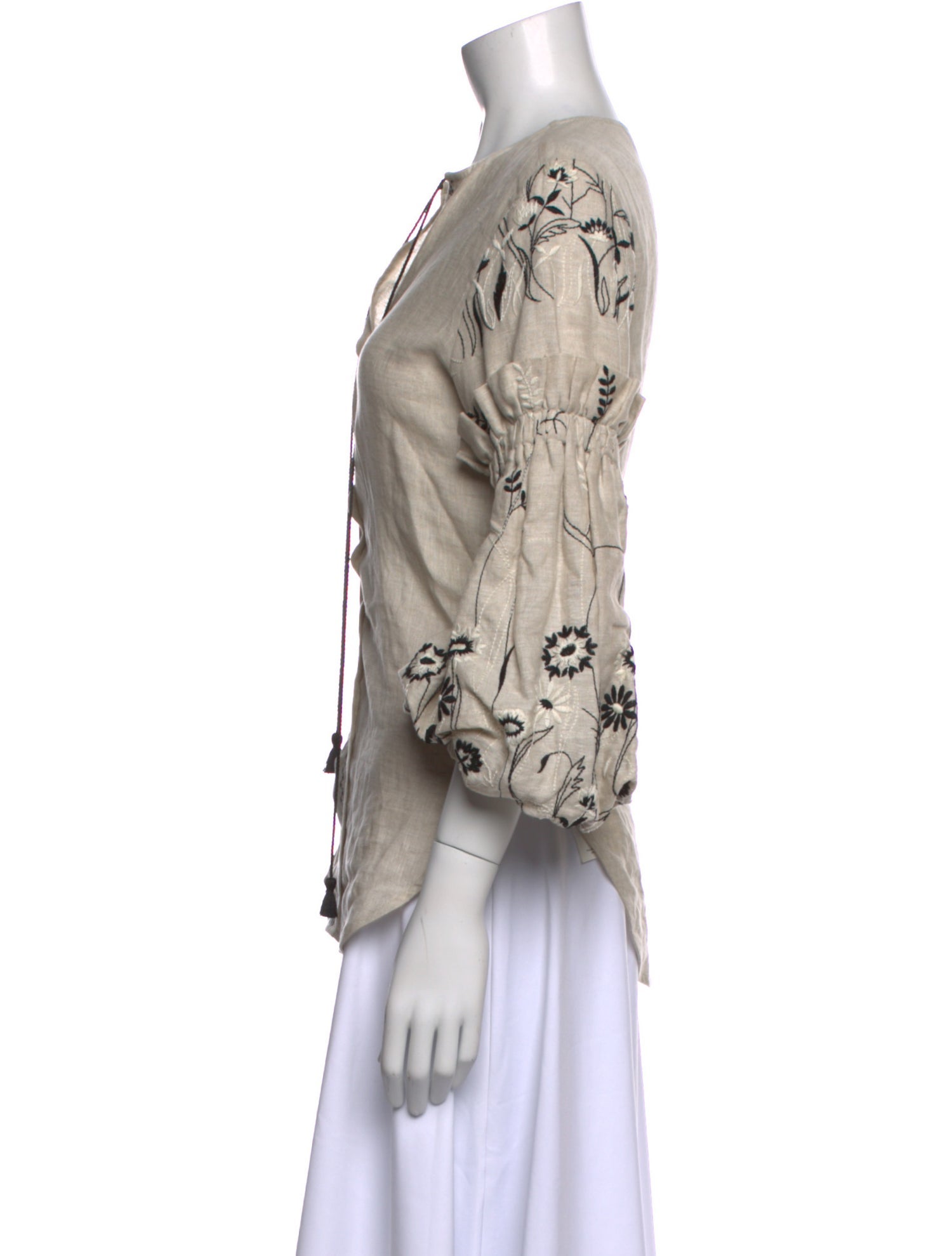 Silvia Tcherassi Linen V-Neck Blouse