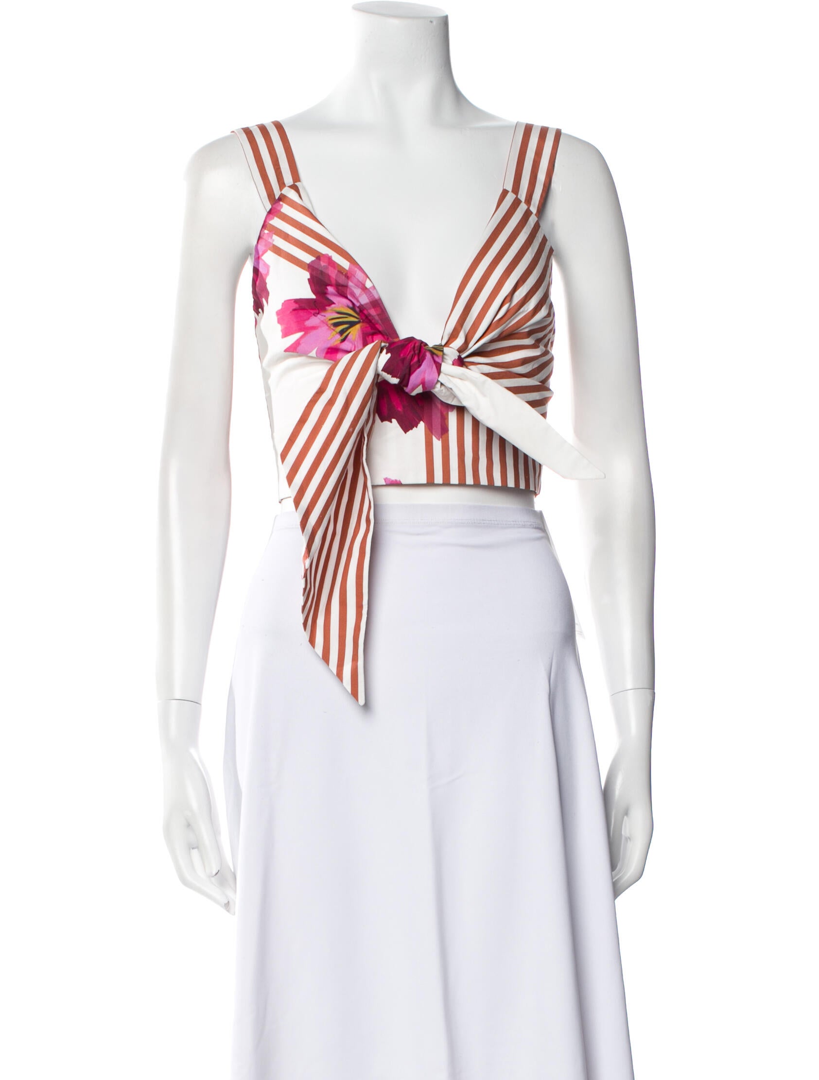 Silvia Tcherassi Striped V-Neck Crop Top w/ Tags