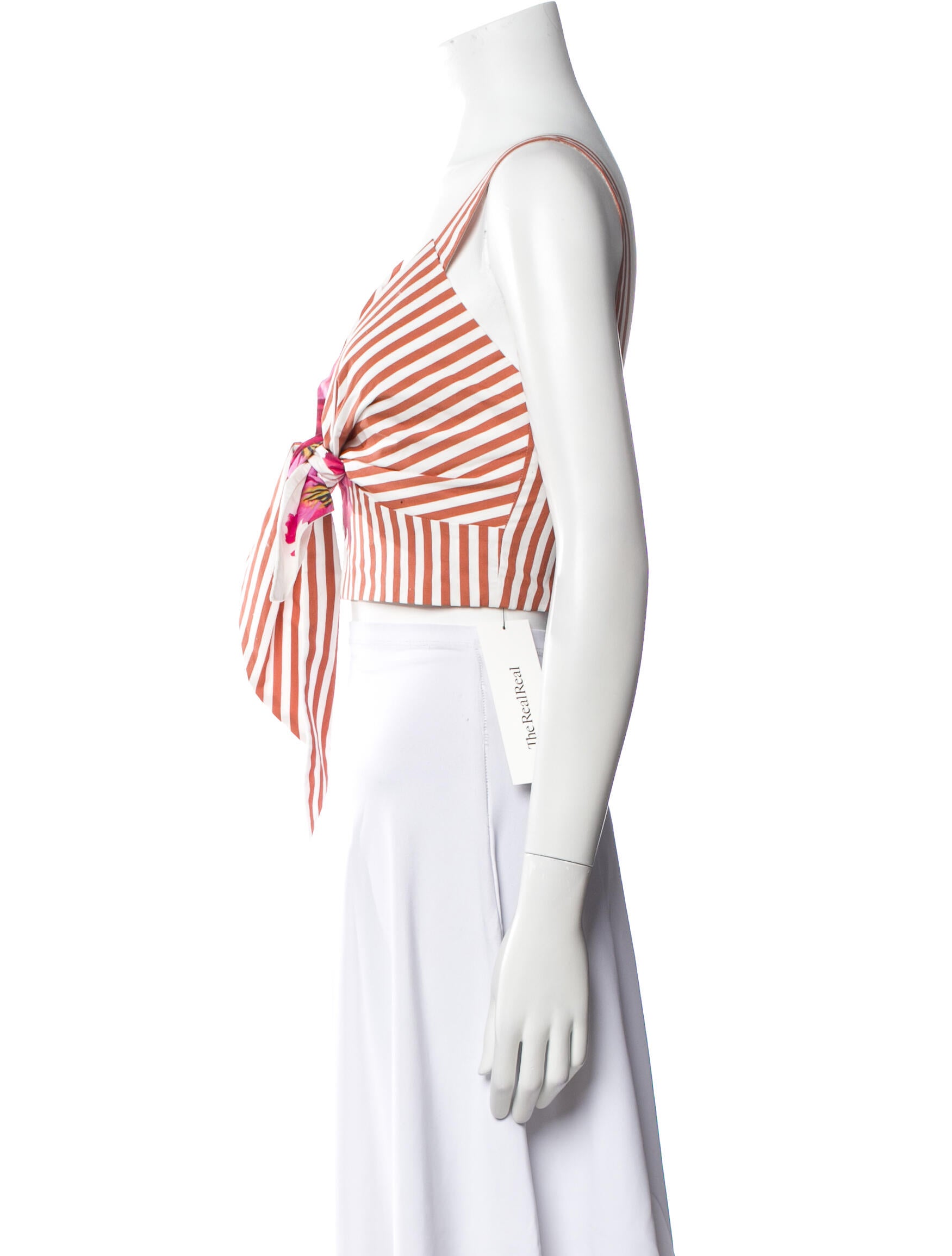 Silvia Tcherassi Striped V-Neck Crop Top w/ Tags