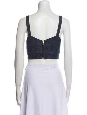 Silvia Tcherassi Lace Pattern Square Neckline Crop Top