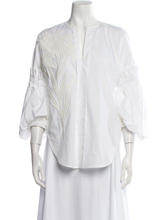 Silvia Tcherassi V-Neck Three-Quarter Sleeve Blouse