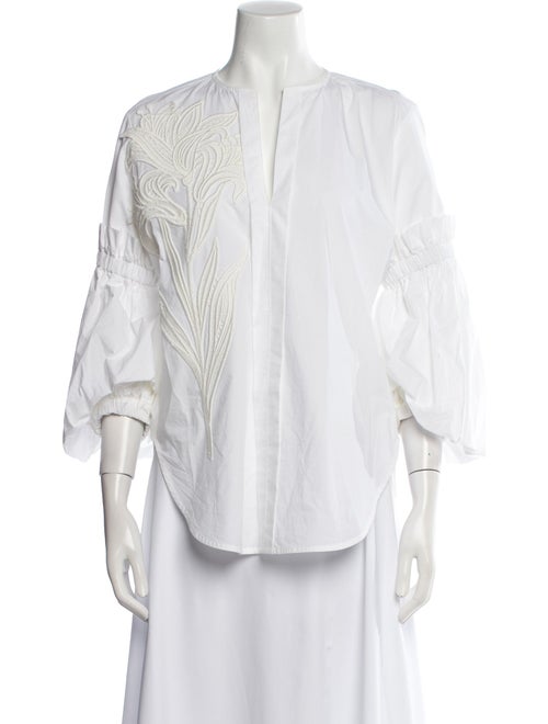 Silvia Tcherassi V-Neck Three-Quarter Sleeve Blouse