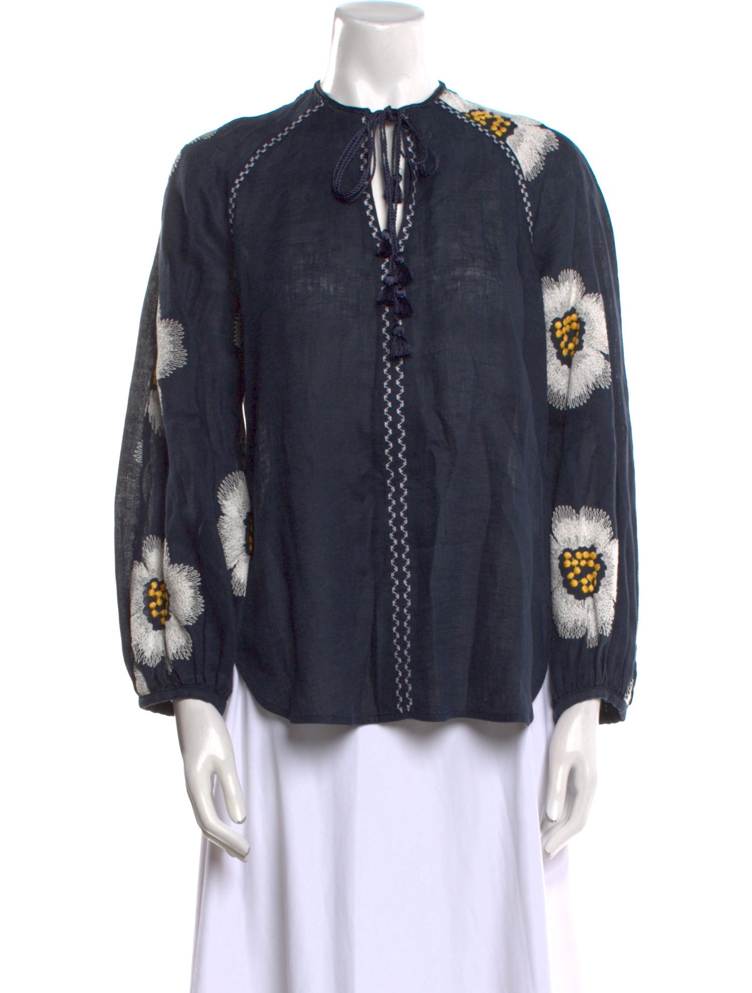 Silvia Tcherassi Linen Floral Print Blouse