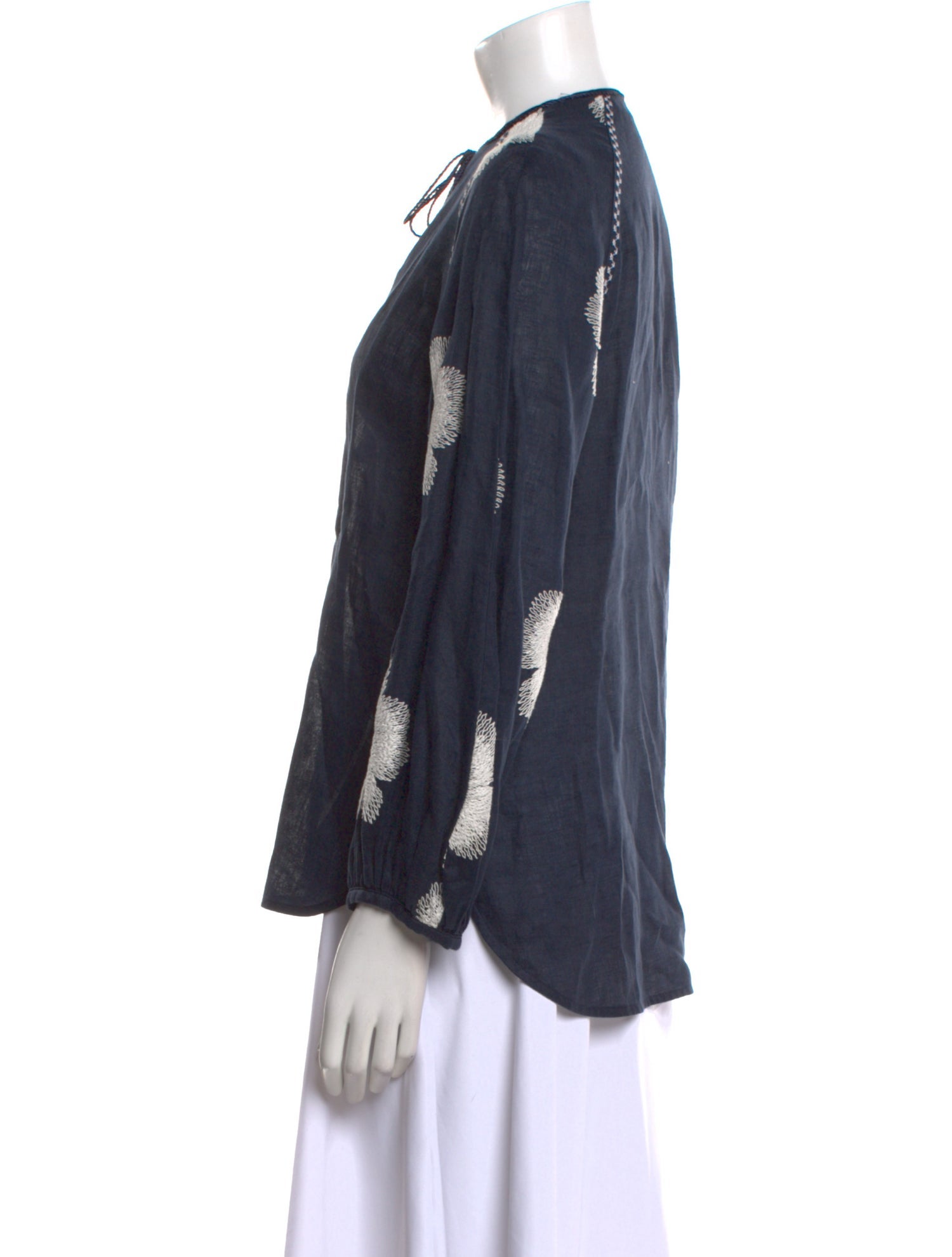 Silvia Tcherassi Linen Floral Print Blouse