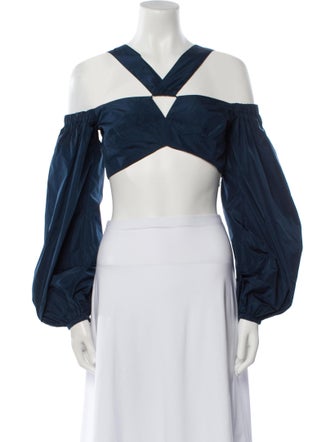 Silvia Tcherassi Off-The-Shoulder Long Sleeve Crop Top