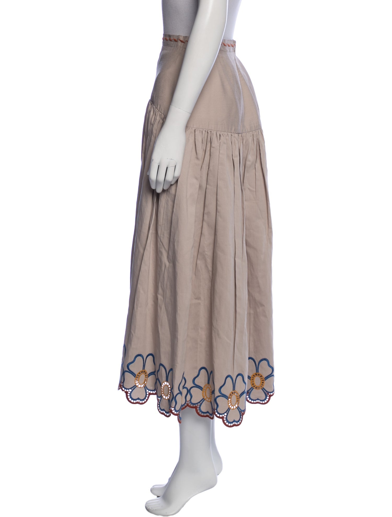 Silvia Tcherassi Embroidered Accent Midi Length Skirt