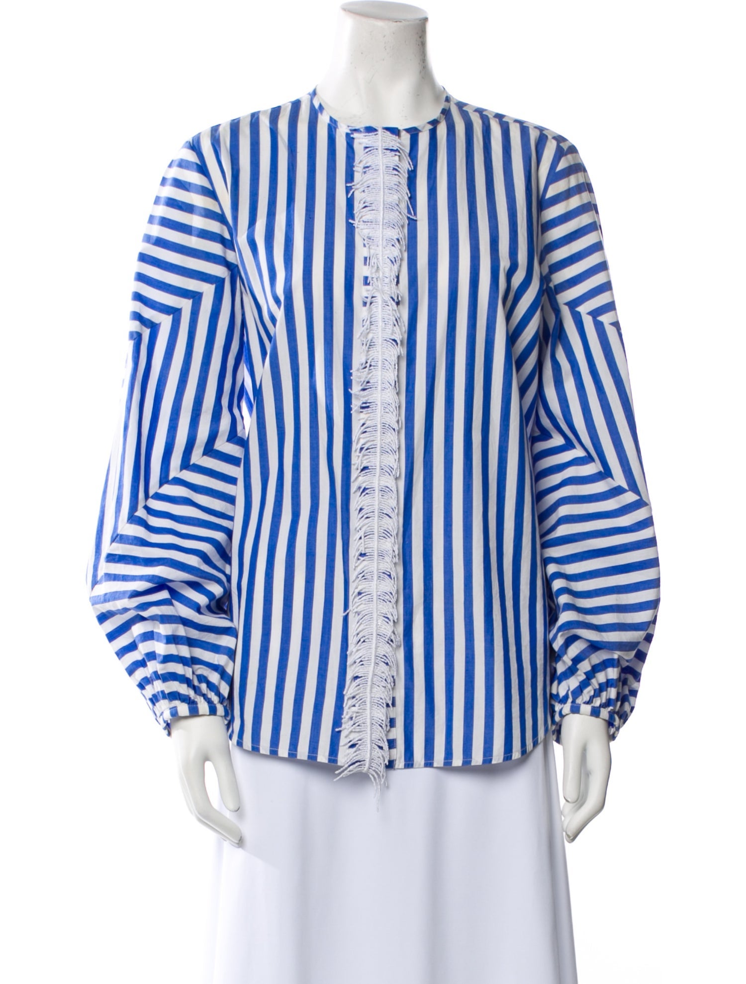 Silvia Tcherassi Striped Crew Neck Button-Up Top