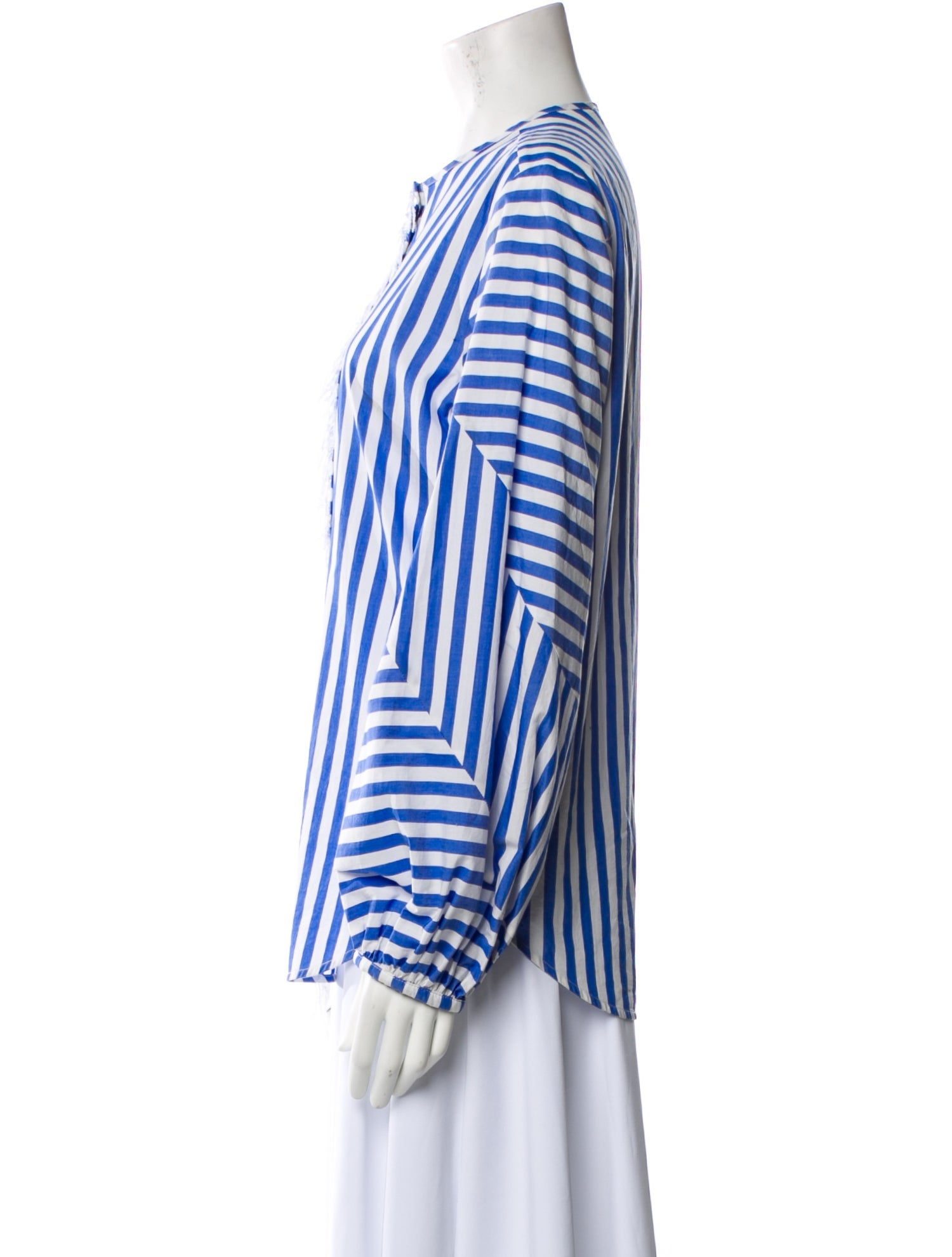 Silvia Tcherassi Striped Crew Neck Button-Up Top