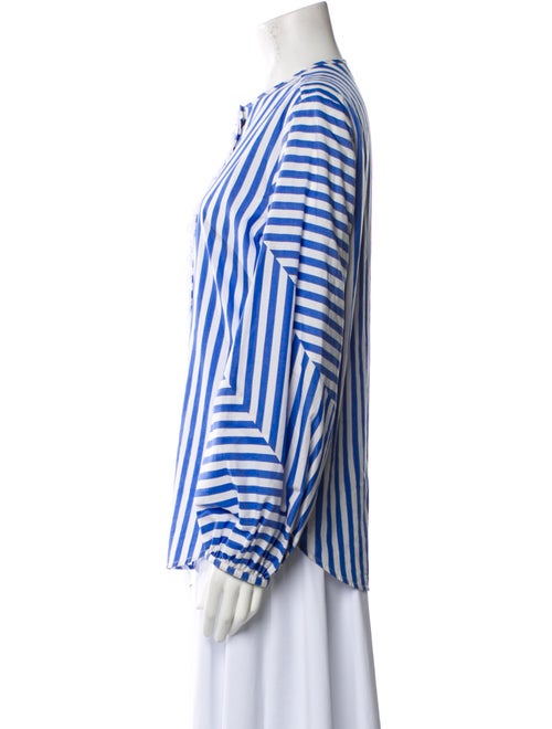 Silvia Tcherassi Striped Crew Neck Button-Up Top