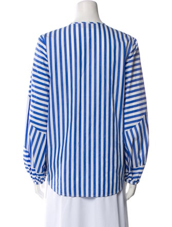 Silvia Tcherassi Striped Crew Neck Button-Up Top