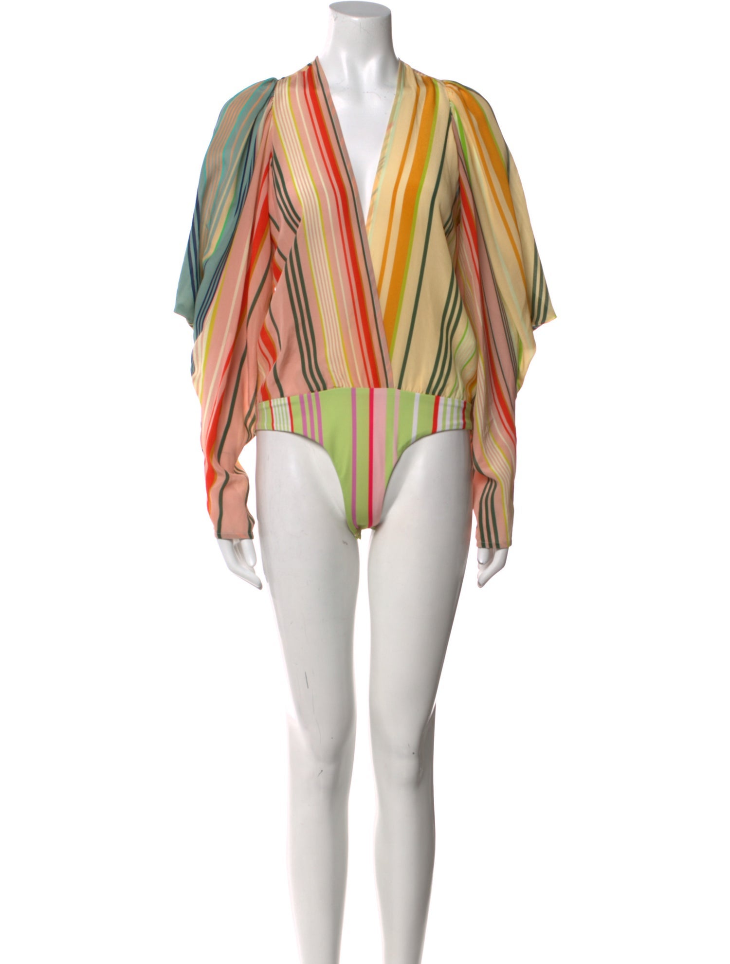 Silvia Tcherassi Silk Striped Bodysuit