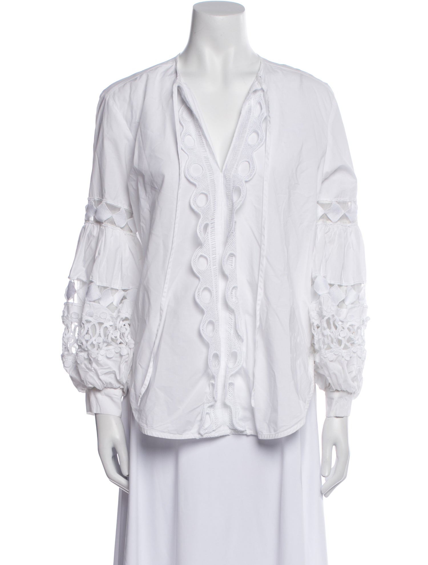 Silvia Tcherassi V-Neck Three-Quarter Sleeve Button-Up Top