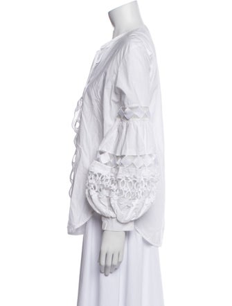 Silvia Tcherassi V-Neck Three-Quarter Sleeve Button-Up Top