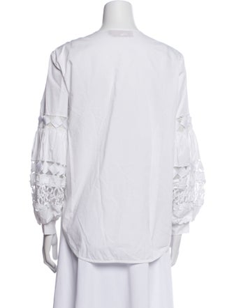 Silvia Tcherassi V-Neck Three-Quarter Sleeve Button-Up Top