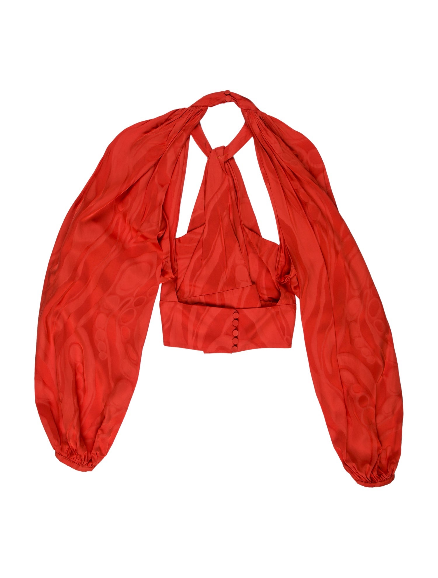 Silvia Tcherassi V-Neck Long Sleeve Crop Top