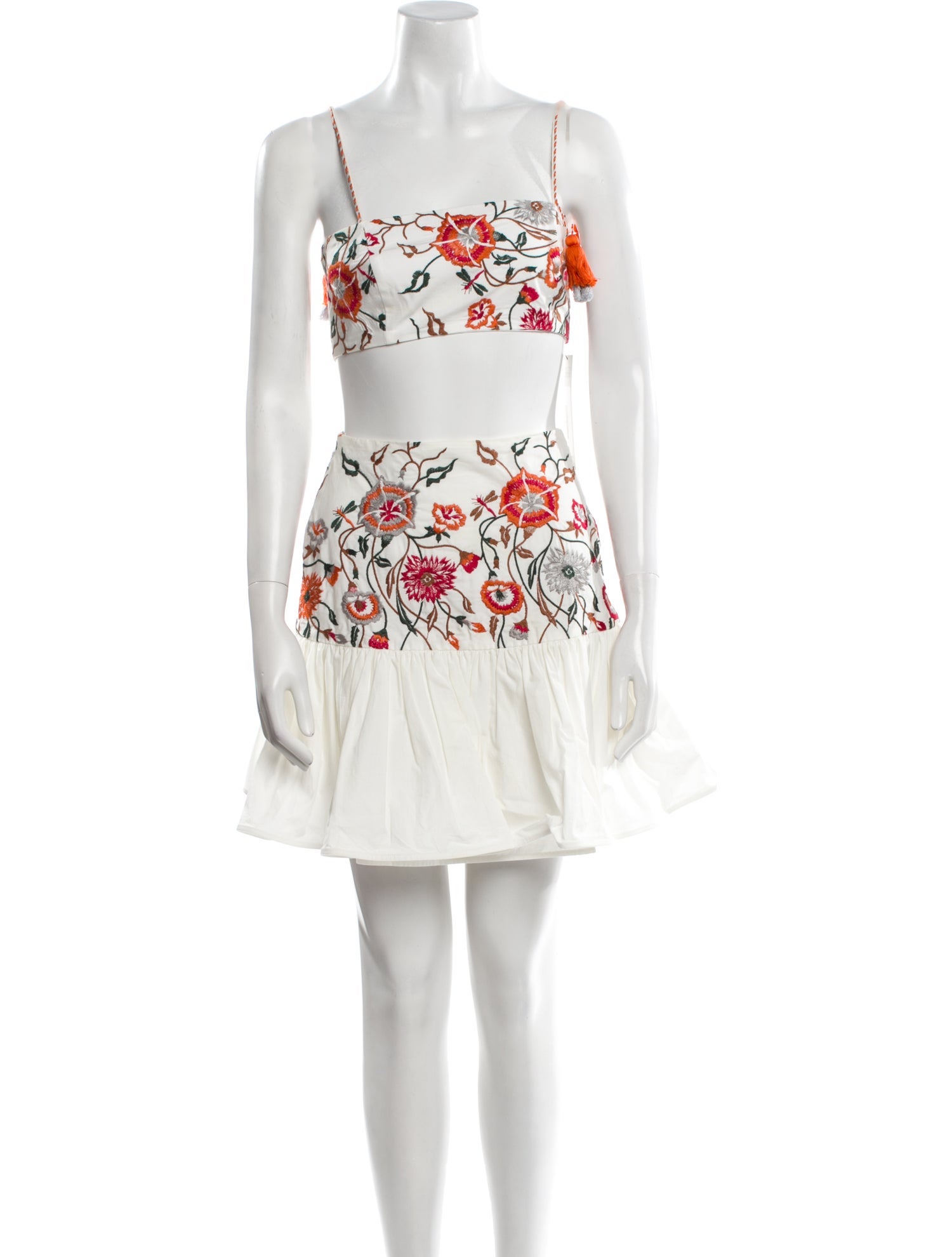 Silvia Tcherassi Floral Print Embroidered Accent Skirt Set