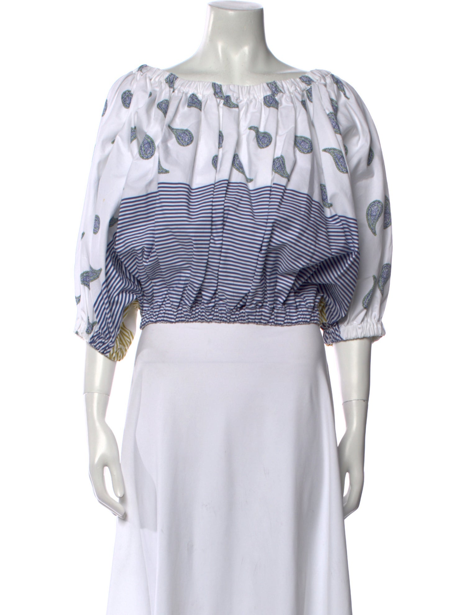 Silvia Tcherassi Striped Scoop Neck Crop Top