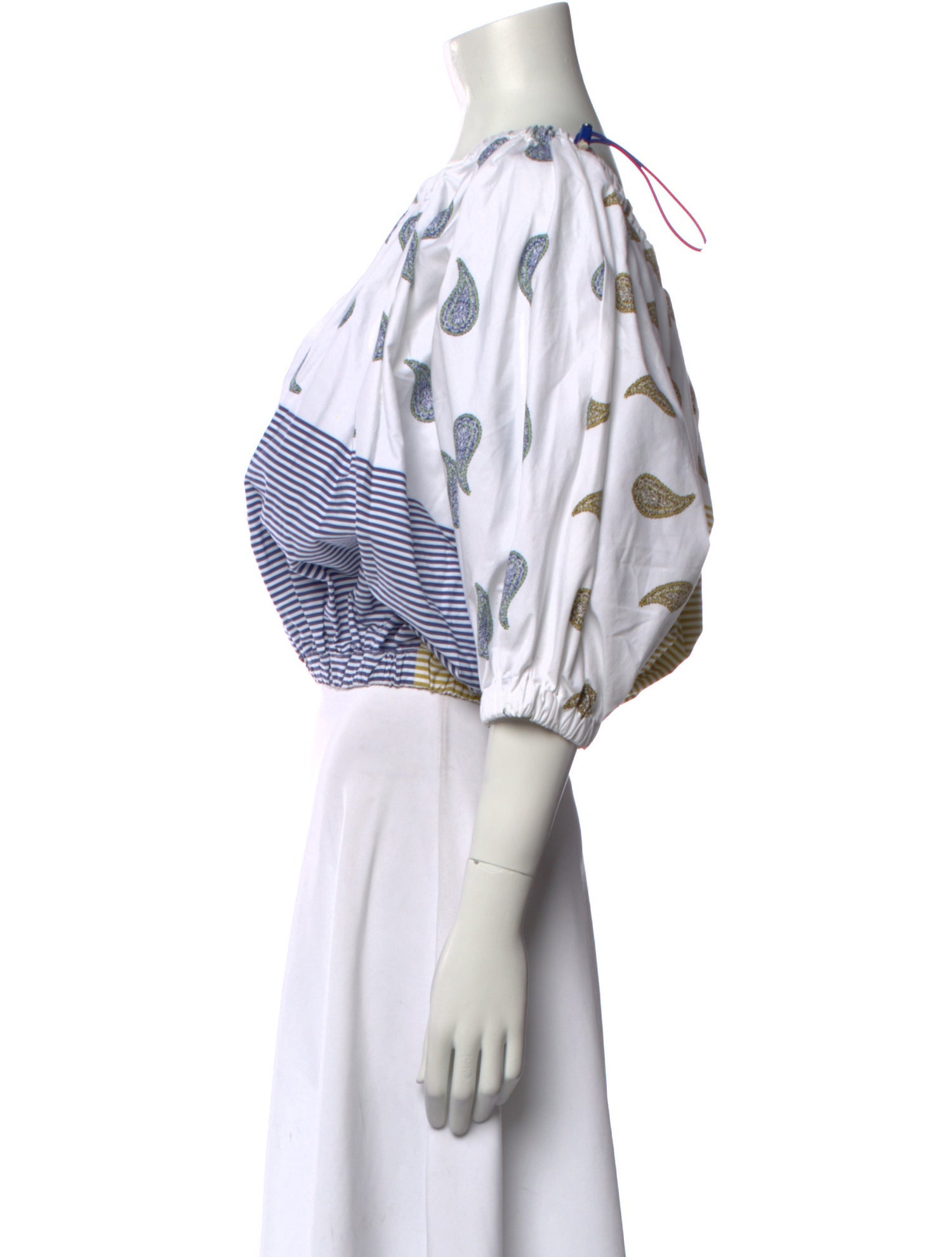 Silvia Tcherassi Striped Scoop Neck Crop Top