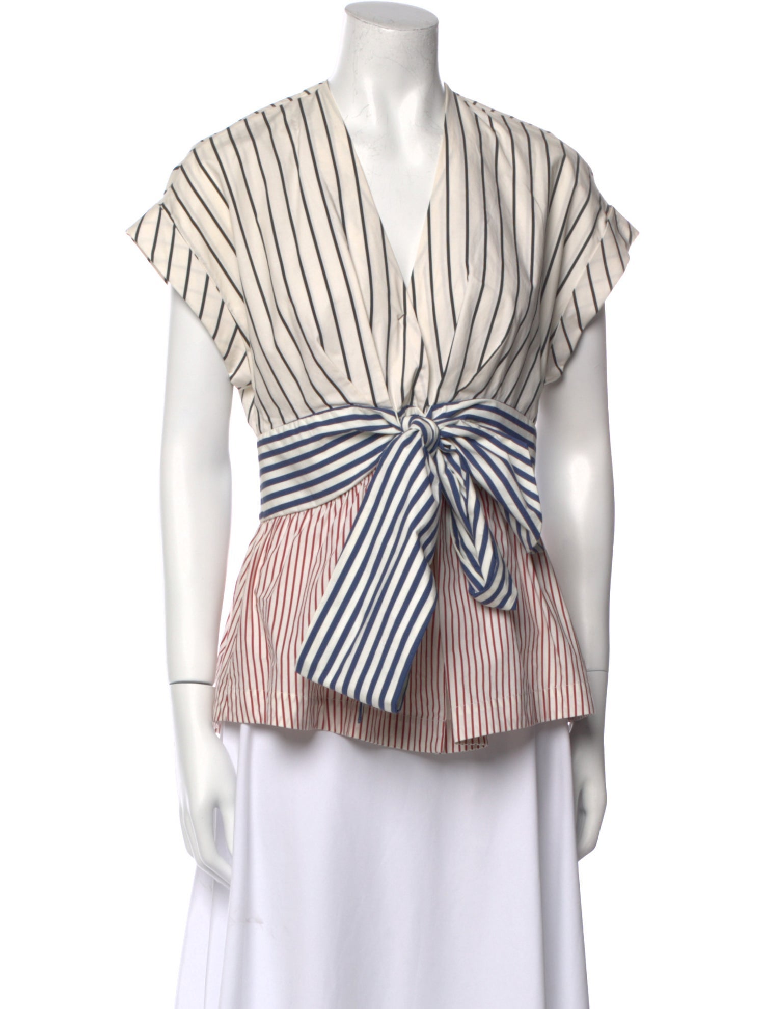 Silvia Tcherassi Striped V-Neck Blouse