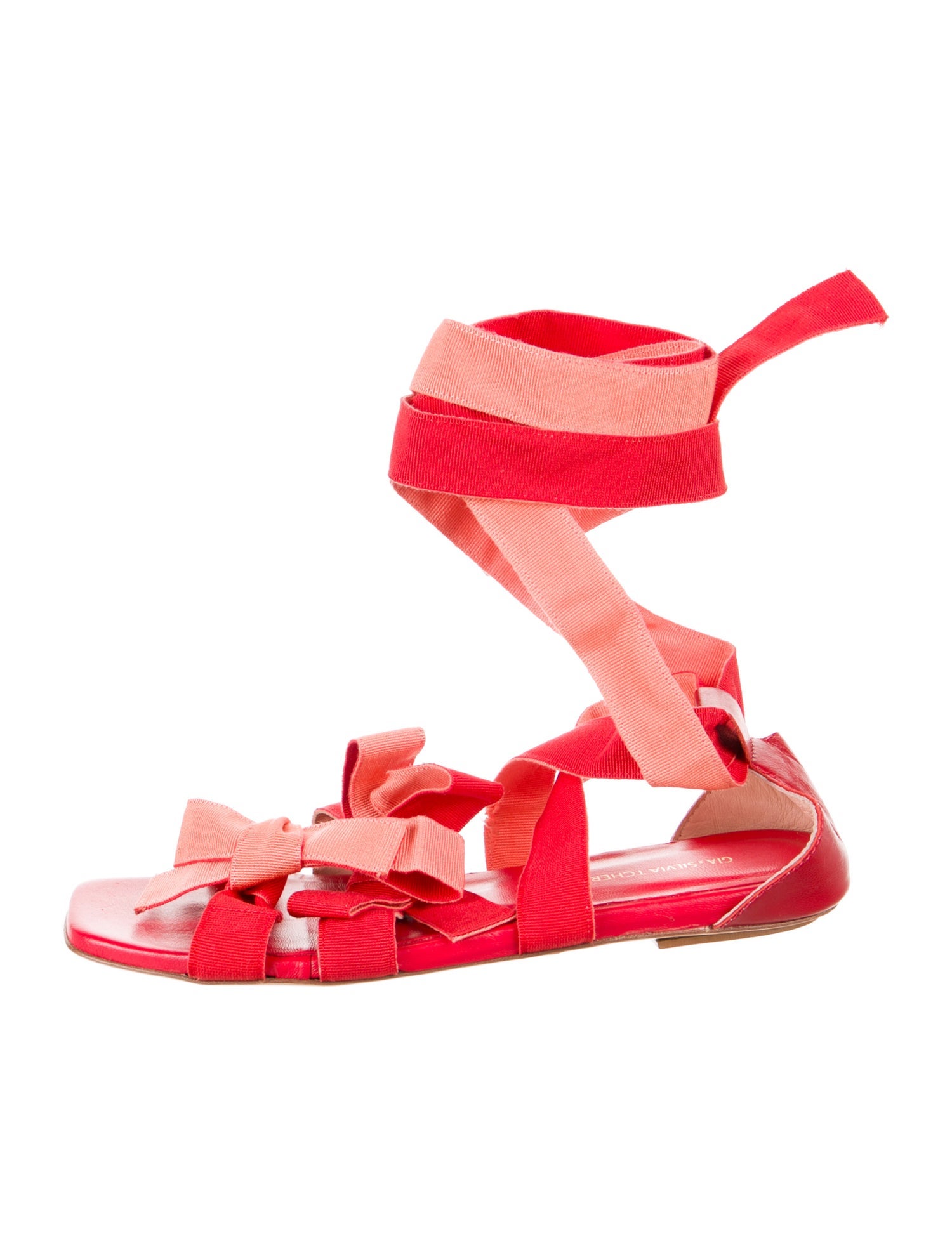 Silvia Tcherassi Leather Colorblock Pattern Gladiator Sandals