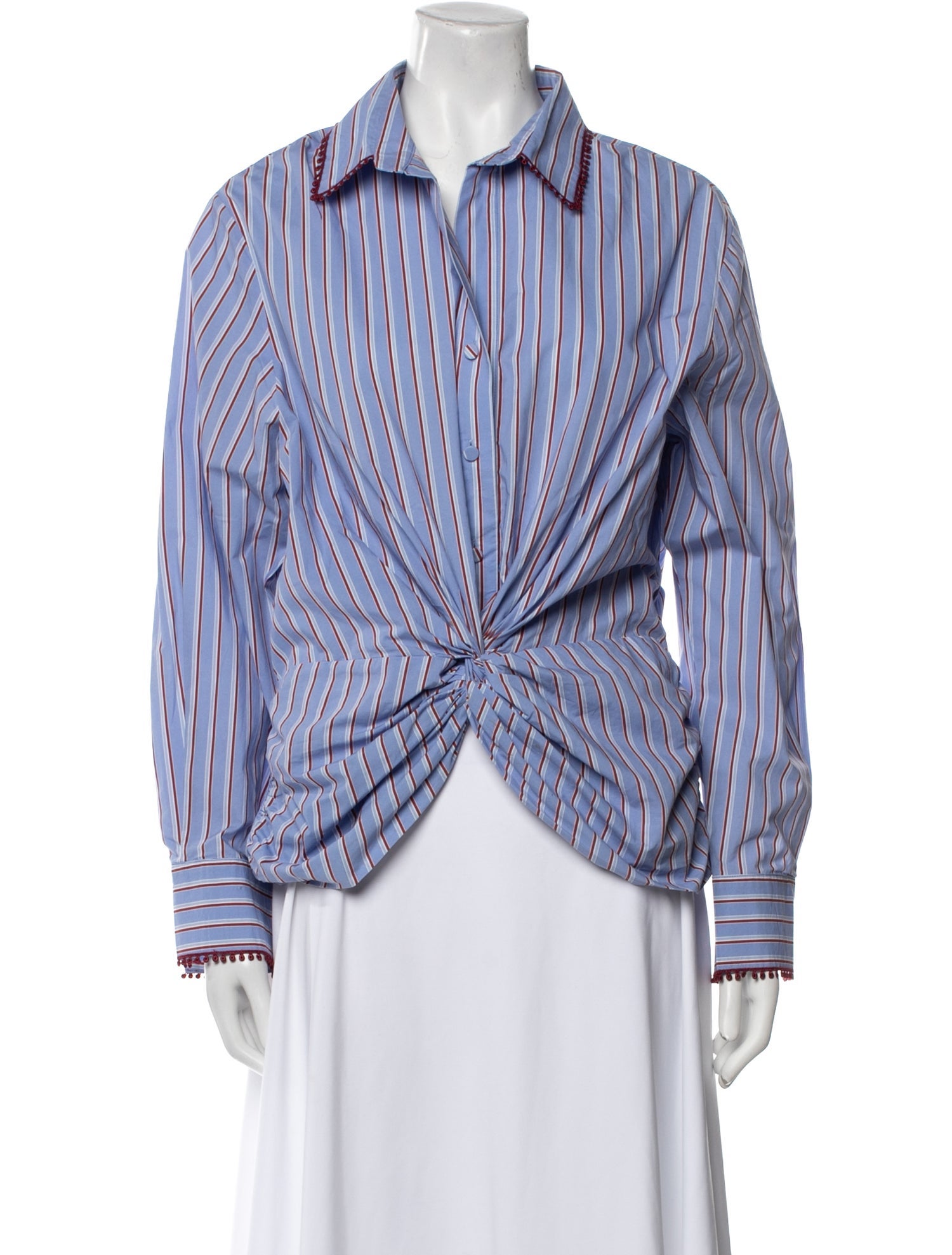 Silvia Tcherassi Striped Long Sleeve Button-Up Top