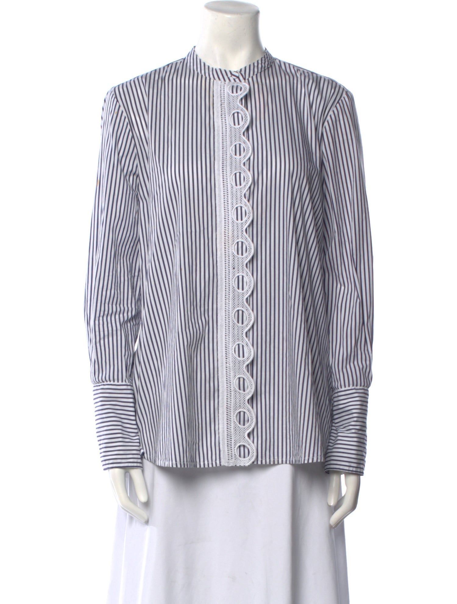 Silvia Tcherassi Striped Mock Neck Button-Up Top