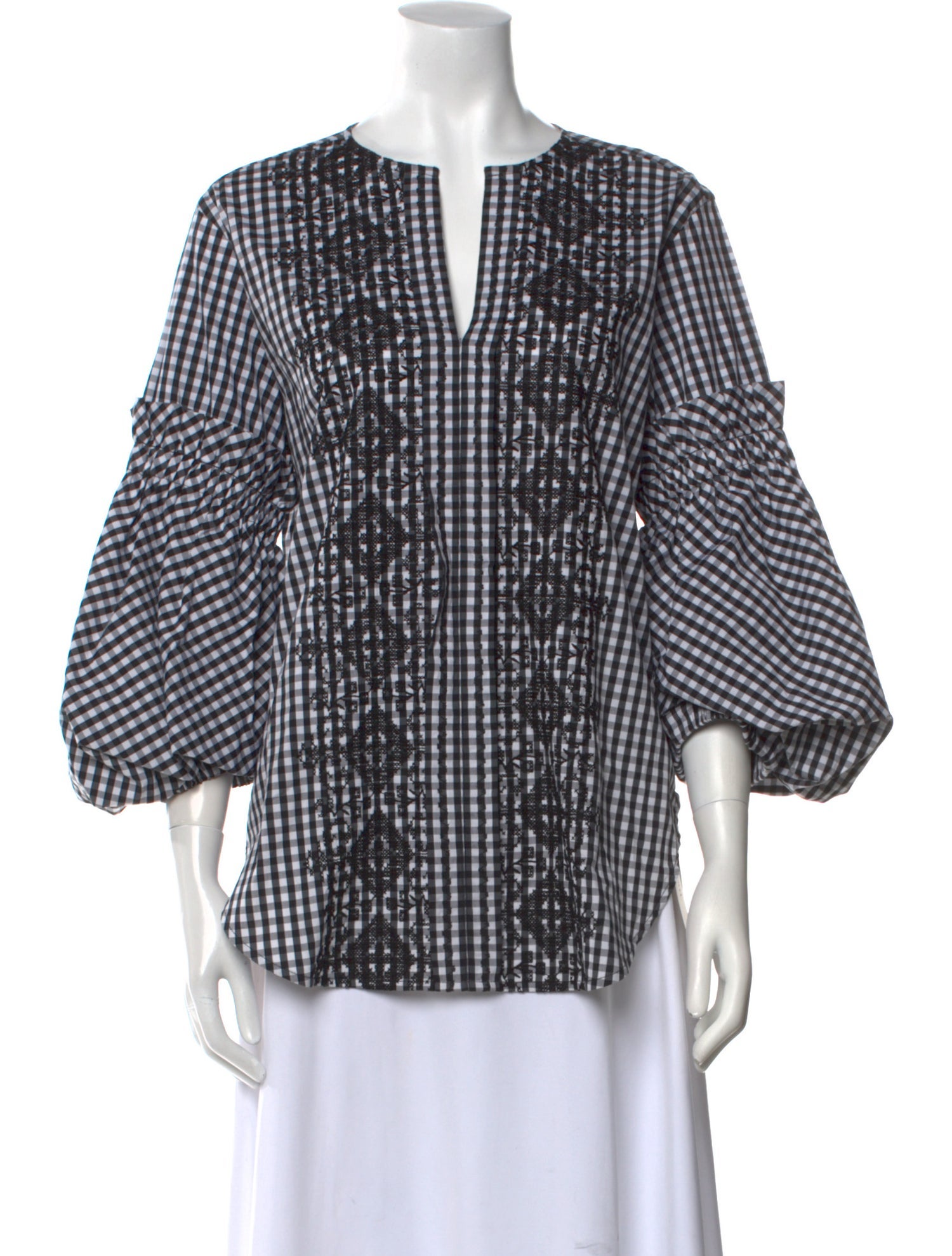 Silvia Tcherassi Plaid Print V-Neck Blouse