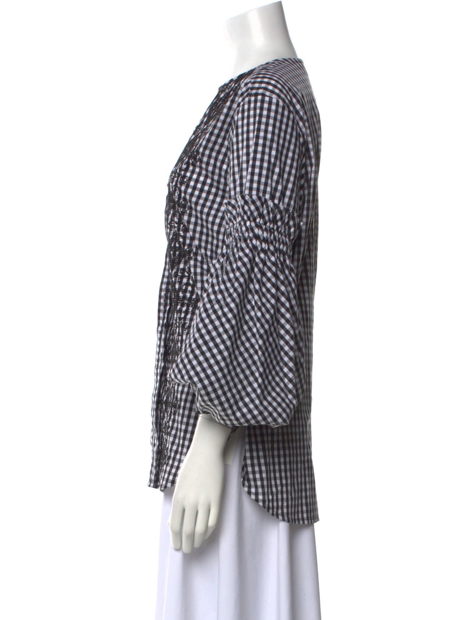 Silvia Tcherassi Plaid Print V-Neck Blouse