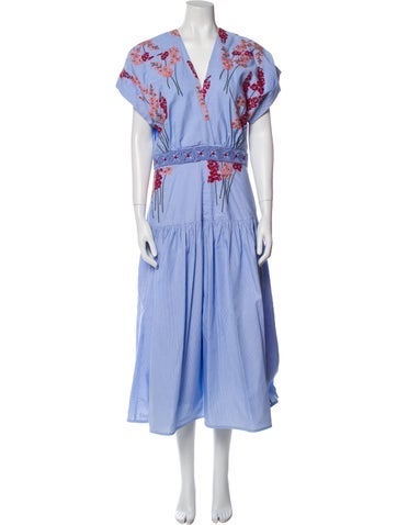 Pre-owned Silvia Tcherassi Patterned Long Dress In Blue