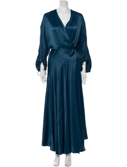Alejandra Alonso Rojas V-Neck Long Dress Green