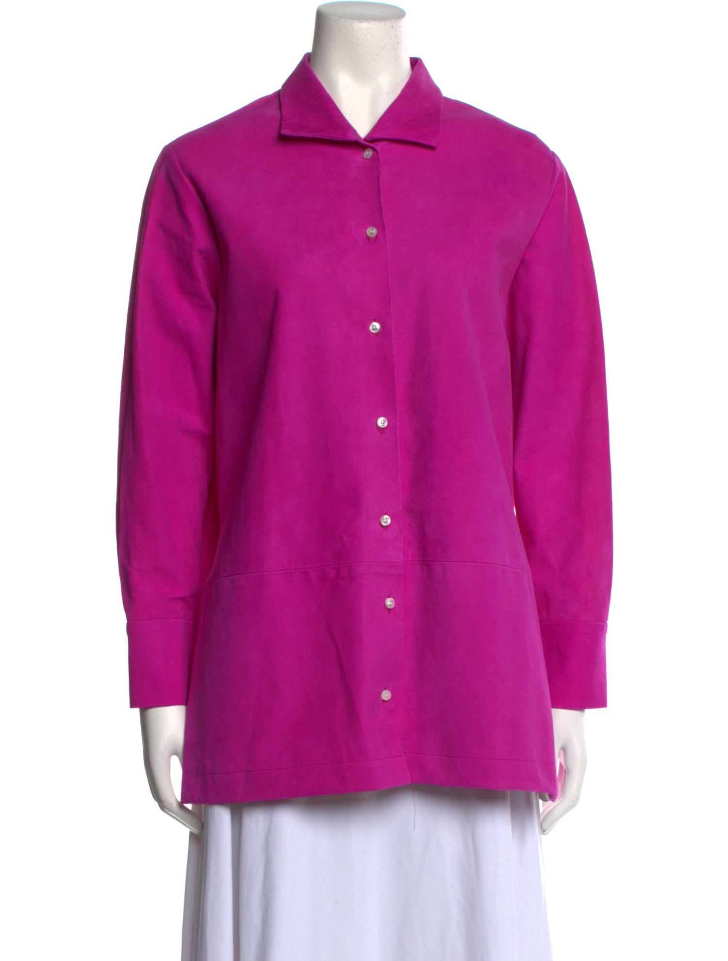 Alejandra Alonso Rojas Leather Long Sleeve Button-Up Top w/ Tags