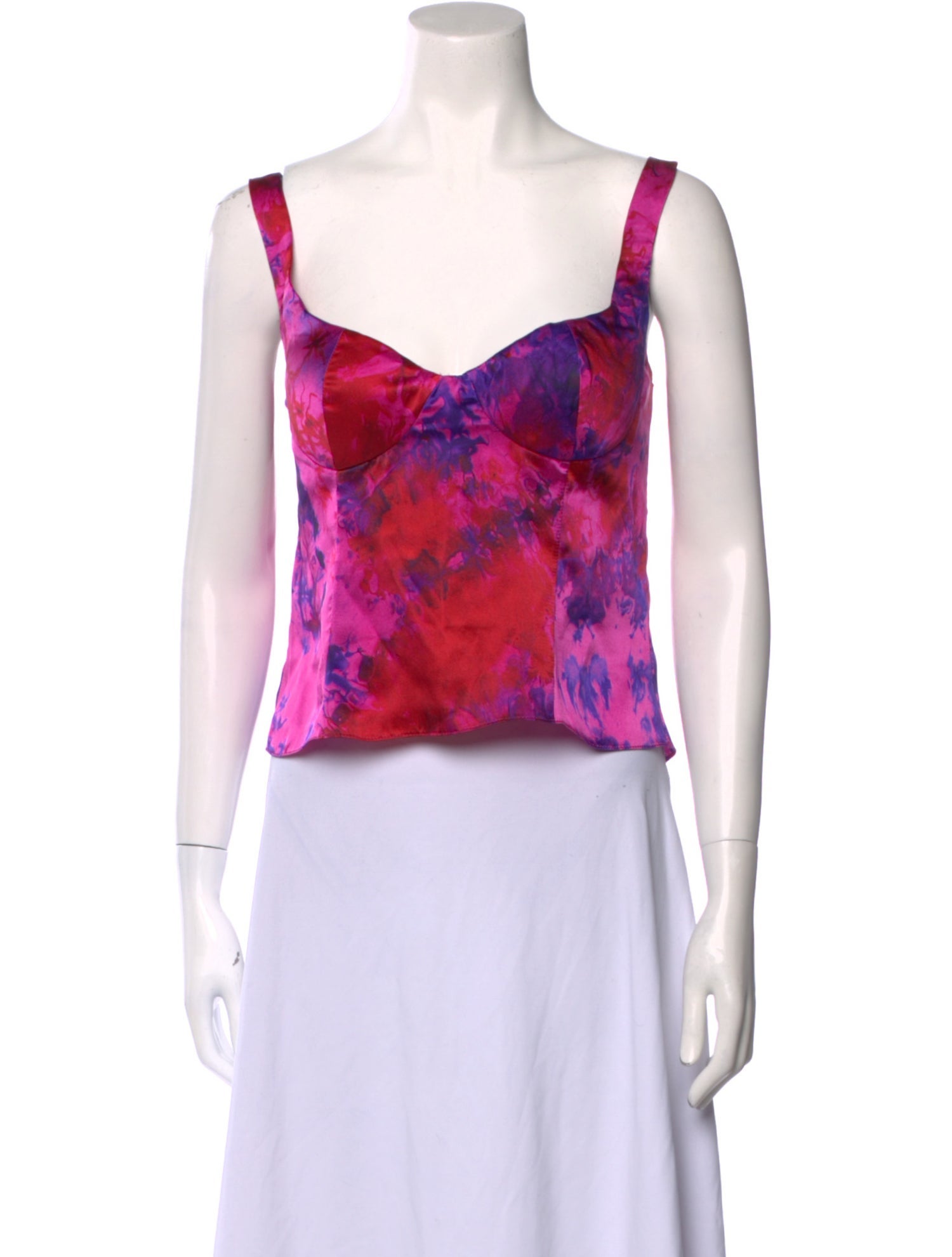 Alejandra Alonso Rojas Tie-Dye Print V-Neck Crop Top